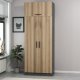 FUNZI LIVING 2232 garderobeskab, m. 3 lger, 1 hylde, 2 bjlestnger, 1 rum - egefarvet/antracitgr
