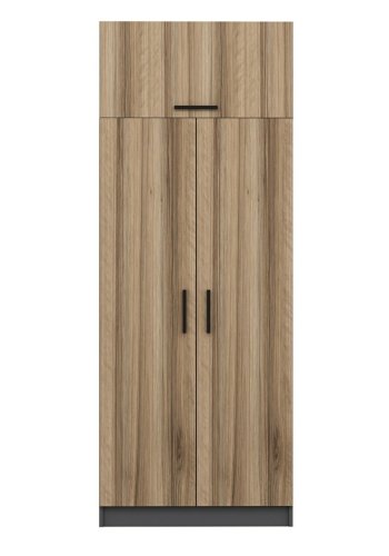 FUNZI LIVING 2232 garderobeskab, m. 3 lger, 1 hylde, 2 bjlestnger, 1 rum - egefarvet/antracitgr