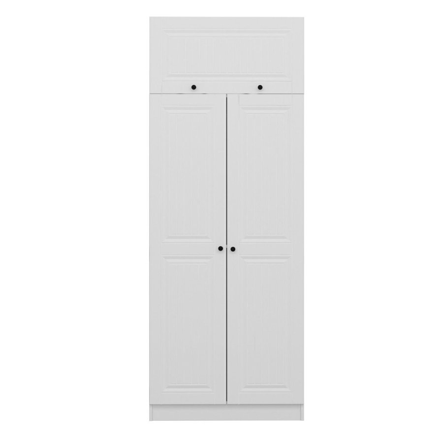 FUNZI LIVING 2235 garderobeskab, m. 3 lger, 1 hylde, 2 bjlestnger, 1 rum - hvid melamin