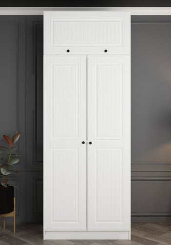 FUNZI LIVING 2236 garderobeskab, m. 3 lger, 1 hylde, 2 bjlestnger, 1 rum - hvid melamin