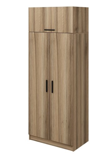 FUNZI LIVING 2238 garderobeskab, m. 3 lger, 1 hylde, 2 bjlestnger, 1 rum - egetrsfarvet melamin