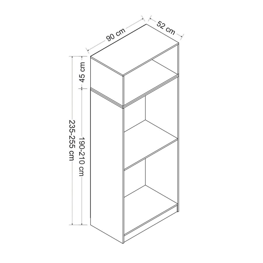 FUNZI LIVING 2238 garderobeskab, m. 3 lger, 1 hylde, 2 bjlestnger, 1 rum - egetrsfarvet melamin