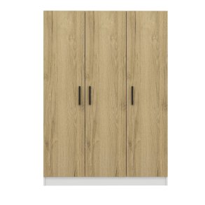 FUNZI LIVING 2243 garderobeskab, m. 3 lger, 1 bjlestang, 2 skuffer, 4 hylder - valnddefarvet/hvid