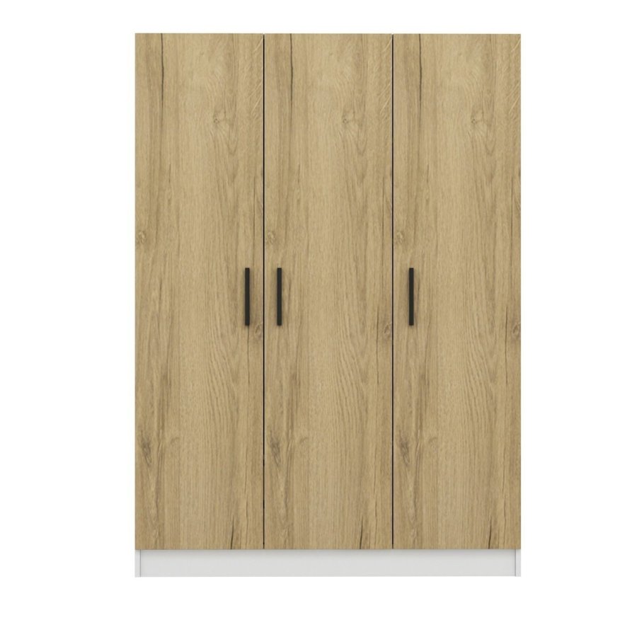 FUNZI LIVING Kale 2244 garderobeskab, m. 3 lger, 1 bjlestang, 2 skuffer, 4 hylder - valnddefarvet