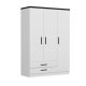 FUNZI LIVING 2247 garderobeskab, m. 3 lger, 1 bjlestang, 2 skuffer, 4 hylder - hvid melamin
