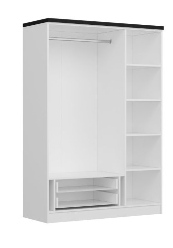 FUNZI LIVING 2248 garderobeskab, m. 3 lger, 1 bjlestang, 2 skuffer, 4 hylder - hvid melamin