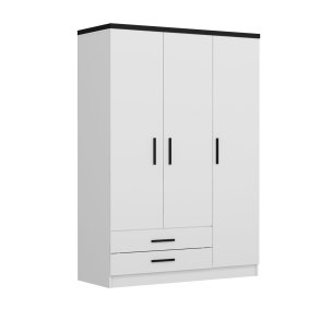 FUNZI LIVING 2248 garderobeskab, m. 3 lger, 1 bjlestang, 2 skuffer, 4 hylder - hvid melamin