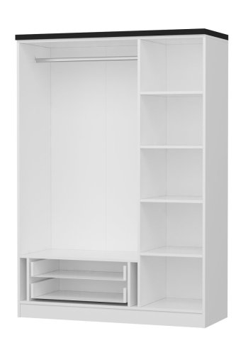 FUNZI LIVING 2248 garderobeskab, m. 3 lger, 1 bjlestang, 2 skuffer, 4 hylder - hvid melamin