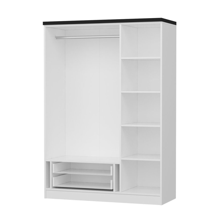 FUNZI LIVING 2248 garderobeskab, m. 3 lger, 1 bjlestang, 2 skuffer, 4 hylder - hvid melamin