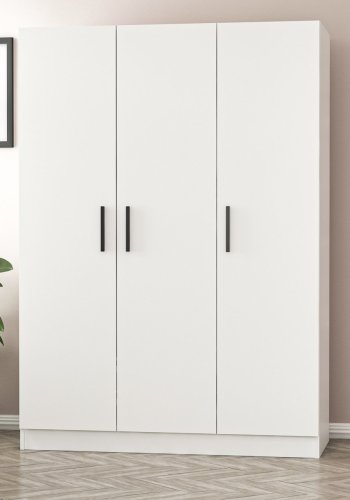 FUNZI LIVING 2250 garderobeskab, m. 3 lger, 1 bjlestang, 2 skuffer, 4 hylder - hvid melamin