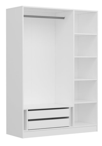 FUNZI LIVING 2253 garderobeskab, m. 3 lger, 1 bjlestang, 2 skuffer, 4 hylder - antik hvid og hvid