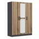 FUNZI LIVING 2262 garderobeskab, spejl, 3 lger, bjlestang, 2 skuffer, hylder - antracit/egefarvet