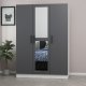 FUNZI LIVING 2263 garderobeskab, spejl, 3 lger, 1 bjlestang, 2 skuffer, hylder - antracitgr/hvid