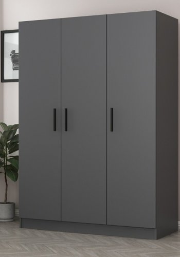 FUNZI LIVING 2265 garderobeskab, m. 3 lger, 1 bjlestang, 2 skuffer, 4 hylder - antracitgr melamin