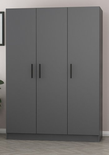 FUNZI LIVING 2266 garderobeskab, m. 3 lger, 1 bjlestang, 2 skuffer, 4 hylder - antracitgr melamin