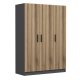 FUNZI LIVING 2268 garderobeskab, m. 3 lger, 1 bjlestang, 2 skuffer, 4 hylder - antracit/egefarvet