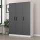 FUNZI LIVING 2269 garderobeskab, m. 3 lger, 1 bjlestang, 2 skuffer, 4 hylder - antracitgr/hvid