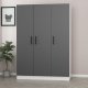 FUNZI LIVING 2269 garderobeskab, m. 3 lger, 1 bjlestang, 2 skuffer, 4 hylder - antracitgr/hvid