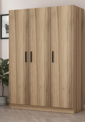 FUNZI LIVING 2281 garderobeskab, m. 3 lger, 1 bjlestang, 2 skuffer, 4 hylder - egefarvet melamin