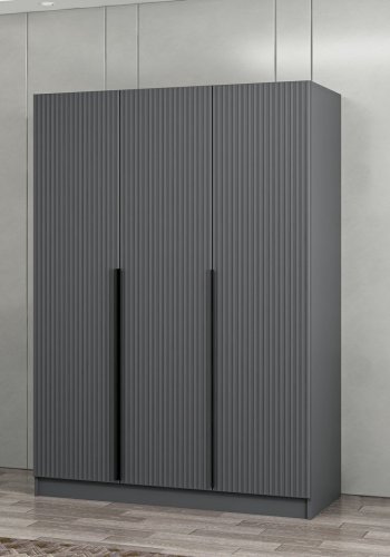 FUNZI LIVING 2287 garderobeskab, m. 3 lger, 1 bjlestang, 2 skuffer, 4 hylder - antracitgr melamin