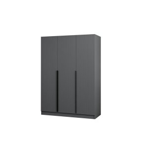 FUNZI LIVING 2287 garderobeskab, m. 3 lger, 1 bjlestang, 2 skuffer, 4 hylder - antracitgr melamin