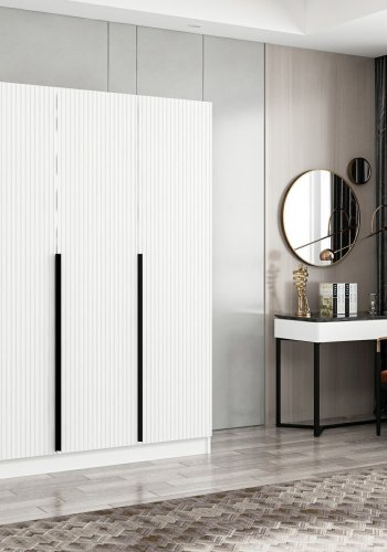 FUNZI LIVING 2288 garderobeskab, m. 3 lger, 1 bjlestang, 2 skuffer, 4 hylder - hvid melamin