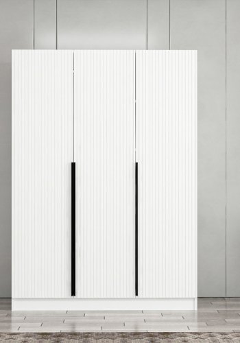 FUNZI LIVING 2288 garderobeskab, m. 3 lger, 1 bjlestang, 2 skuffer, 4 hylder - hvid melamin