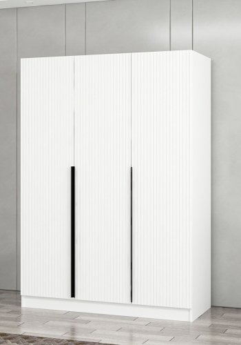 FUNZI LIVING 2288 garderobeskab, m. 3 lger, 1 bjlestang, 2 skuffer, 4 hylder - hvid melamin