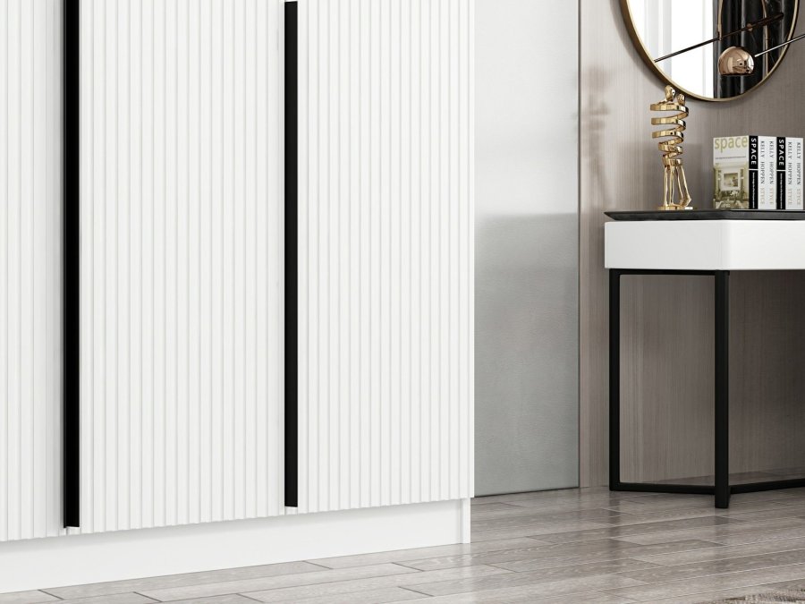 FUNZI LIVING 2288 garderobeskab, m. 3 lger, 1 bjlestang, 2 skuffer, 4 hylder - hvid melamin