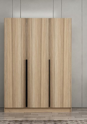 FUNZI LIVING 2289 garderobeskab, m. 3 lger, 1 bjlestang, 2 skuffer, 4 hylder - egefarvet melamin