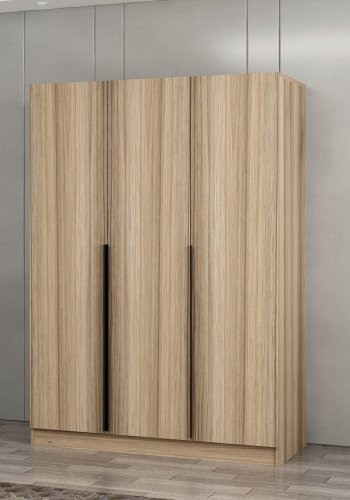 FUNZI LIVING 2289 garderobeskab, m. 3 lger, 1 bjlestang, 2 skuffer, 4 hylder - egefarvet melamin