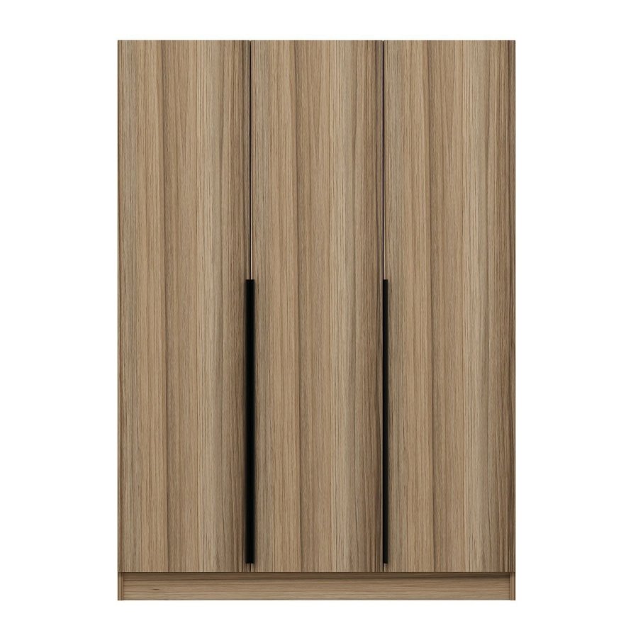 FUNZI LIVING 2289 garderobeskab, m. 3 lger, 1 bjlestang, 2 skuffer, 4 hylder - egefarvet melamin