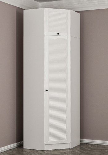 FUNZI LIVING 2305 hjrnegarderobeskab, m. 2 lger, 2 bjlestnger, 2 hylder - hvid melamin