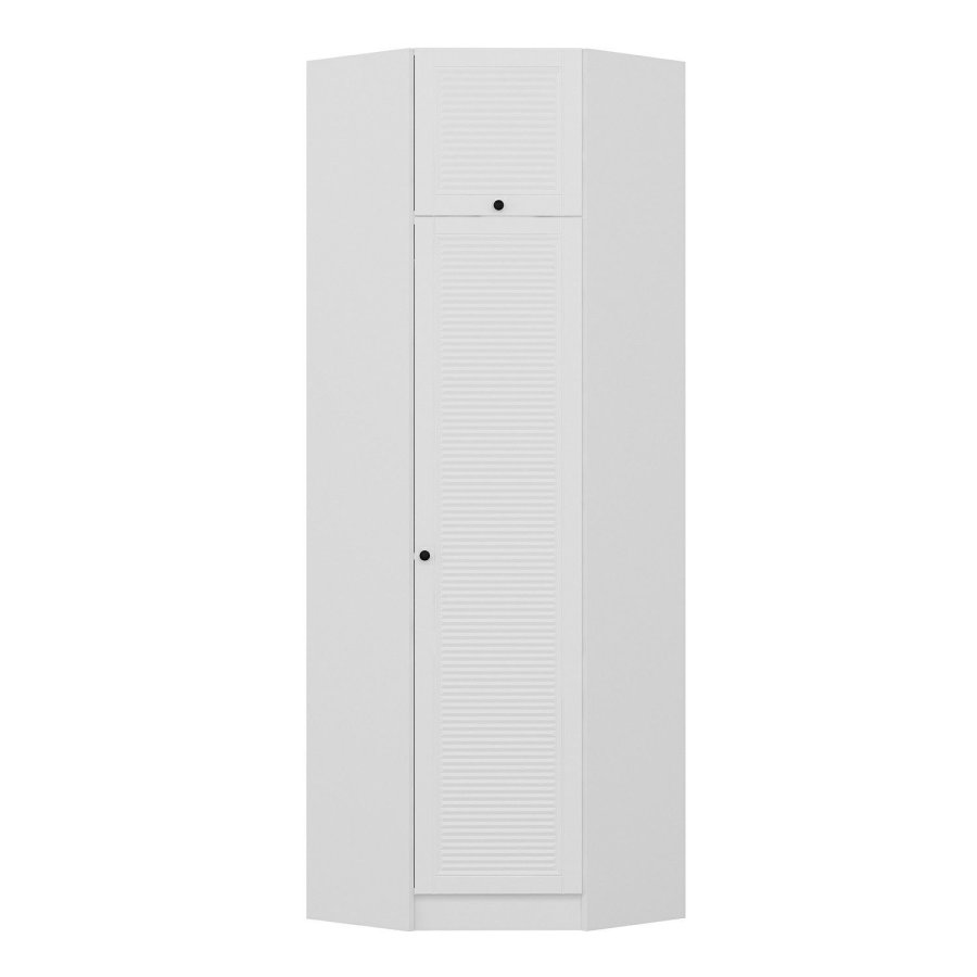FUNZI LIVING 2305 hjrnegarderobeskab, m. 2 lger, 2 bjlestnger, 2 hylder - hvid melamin