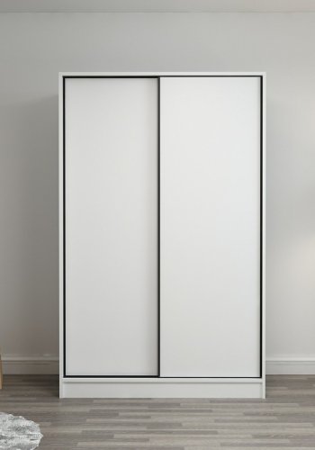 FUNZI LIVING 2306 garderobeskab, m. 2 skydelger, 1 bjlestang, 5 hylder - hvid melamin