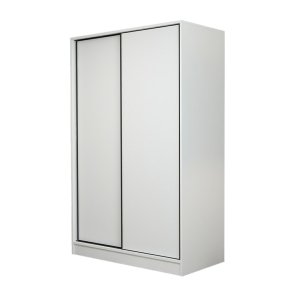 FUNZI LIVING 2307 garderobeskab, m. 2 skydelger, 1 bjlestang, 5 hylder - hvid melamin