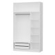 FUNZI LIVING Kapak 255 garderobeskab, m. spejl, 4 lger, 1 bjlestang, 2 skuffer, 5 hylder - hvid
