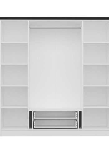 FUNZI LIVING Plus 3908 garderobeskab, 4 lger, 1 bjlestang, 2 skuffer - hvid melamin