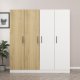 FUNZI LIVING 3109 garderobeskab, 4 lger, 1 bjlestang, 2 skuffer - hvid/natur melamin