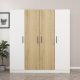 FUNZI LIVING 3954 garderobeskab, 4 lger, 1 bjlestang, 2 skuffer - hvid/natur melamin
