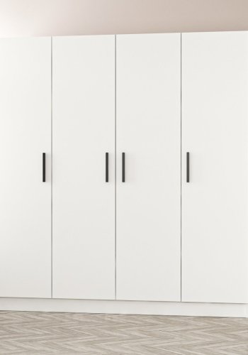 FUNZI LIVING 2186 garderobeskab, 4 lger, 1 bjlestang, 2 skuffer - hvid melamin