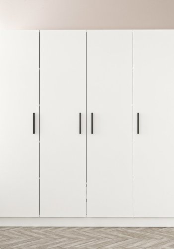 FUNZI LIVING 3804 garderobeskab, 4 lger, 1 bjlestang, 2 skuffer - hvid melamin