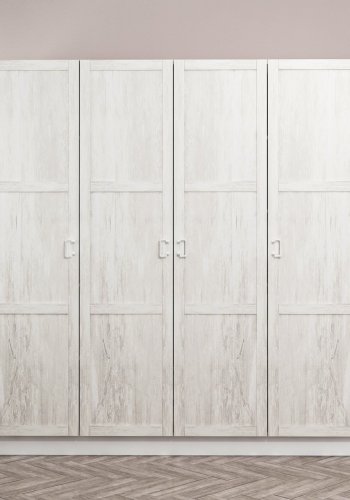 FUNZI LIVING Kalesland 2449 garderobeskab, 4 lger, 1 bjlestang, 2 skuffer - hvid melamin