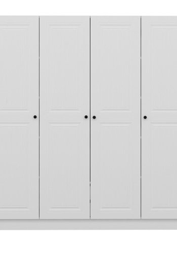 FUNZI LIVING Mebran 4772 garderobeskab, 4 lger, 1 bjlestang, 2 skuffer - hvid melamin