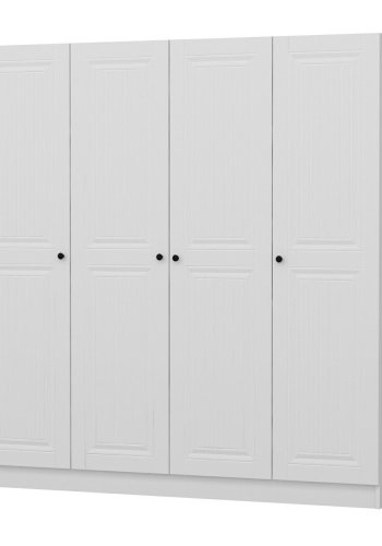 FUNZI LIVING Mebran 4772 garderobeskab, 4 lger, 1 bjlestang, 2 skuffer - hvid melamin