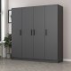 FUNZI LIVING 4974 garderobeskab, 4 lger, 1 bjlestang, 2 skuffer - antracitgr melamin