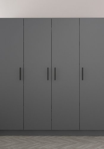 FUNZI LIVING 4974 garderobeskab, 4 lger, 1 bjlestang, 2 skuffer - antracitgr melamin