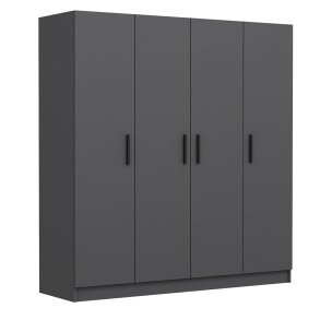 FUNZI LIVING 4974 garderobeskab, 4 lger, 1 bjlestang, 2 skuffer - antracitgr melamin