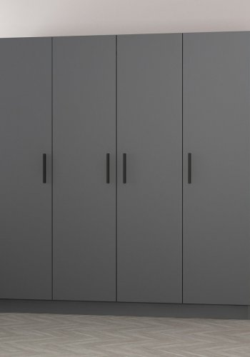 FUNZI LIVING 5078 garderobeskab, 4 lger, 1 bjlestang, 2 skuffer - antracitgr melamin