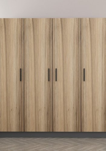 FUNZI LIVING 5001 garderobeskab, 4 lger, 1 bjlestang, 2 skuffer - natur melamin